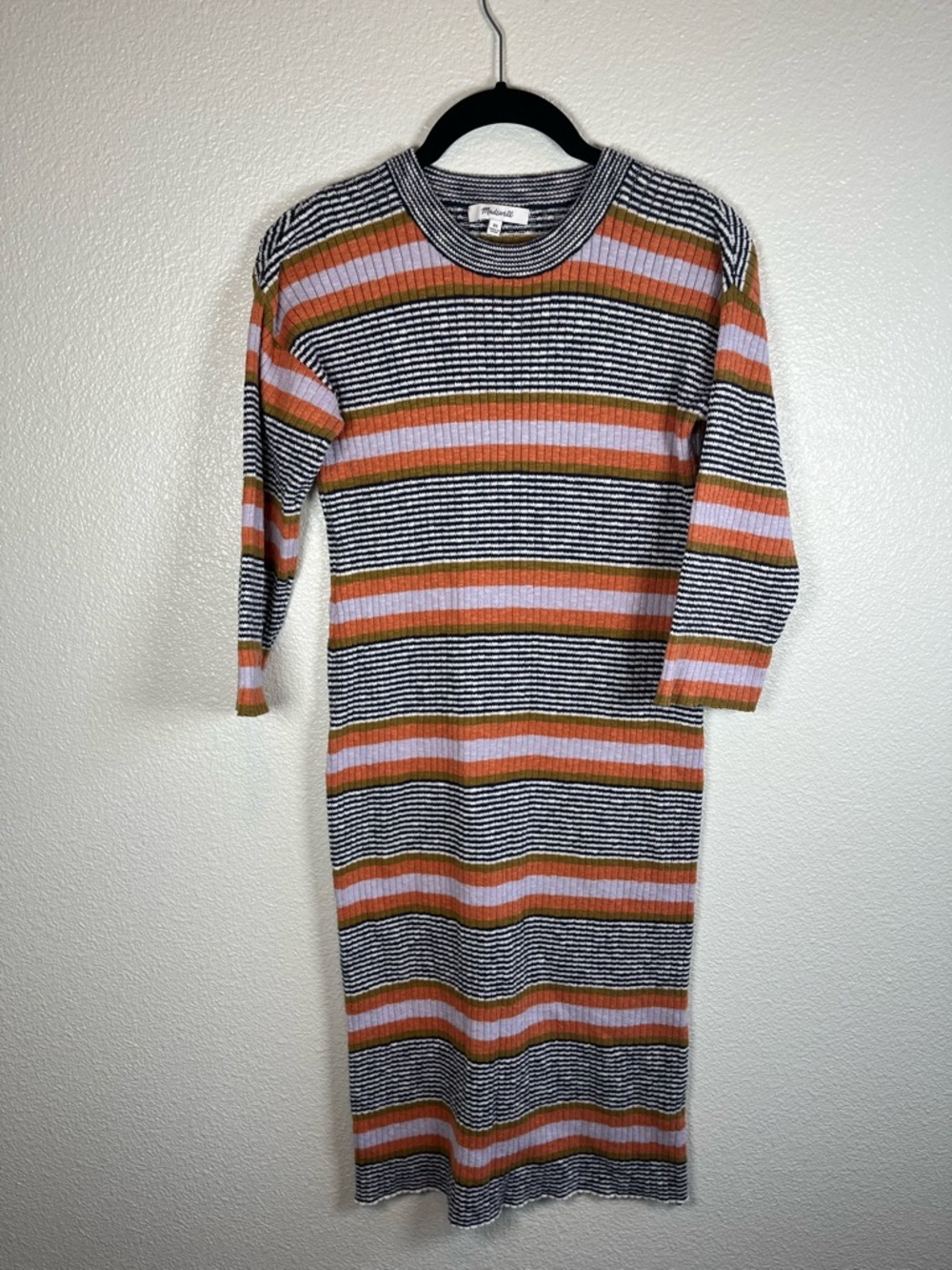 Madewell Striped Three-Quarter-Sleeve Sweater MIDI Dress Women’s XS - Picture 4 of 11